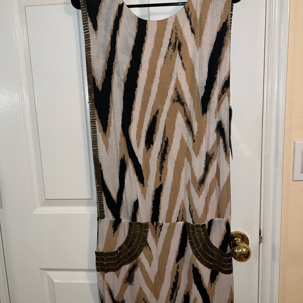 Bebe Women's Zigzag Midi Dress - Black and Tan - Picture 5 of 5